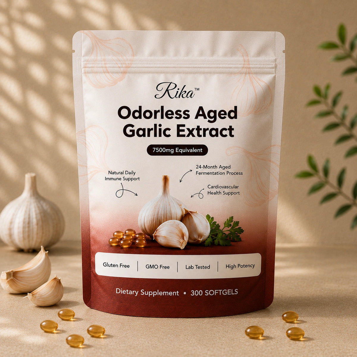 Rika™ Aged Garlic Extract - 7500mg Odorless Softgels