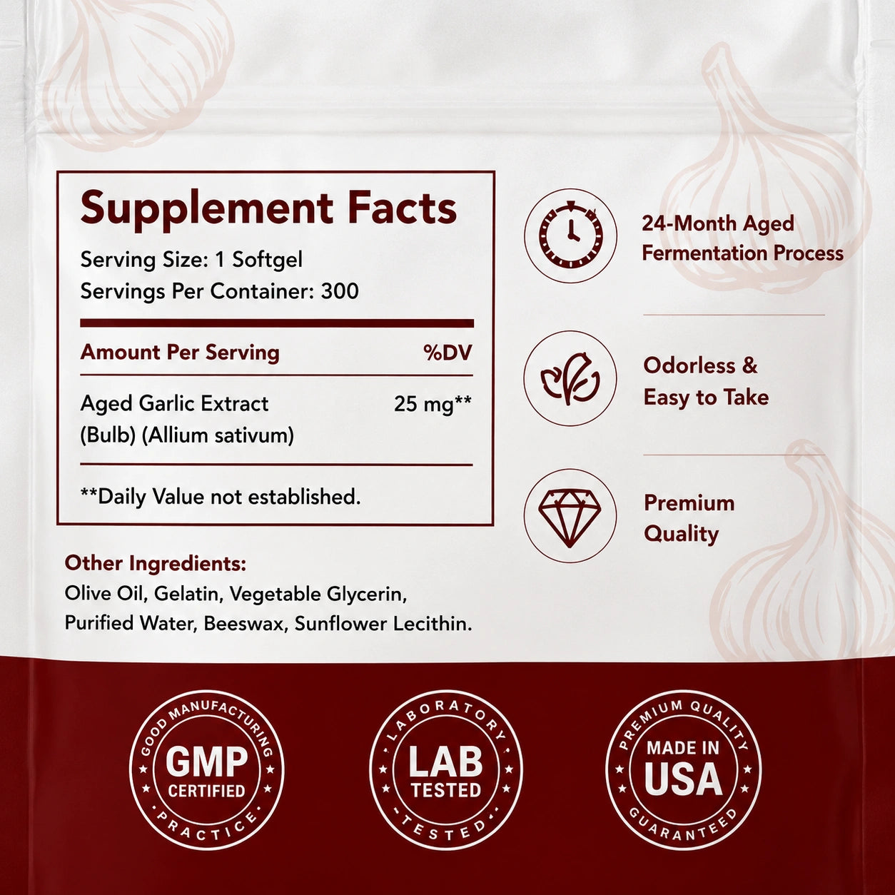 Rika™ Aged Garlic Extract - 7500mg Odorless Softgels